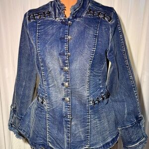 The Pyramid Collection Distressed Blue Jean Jacket